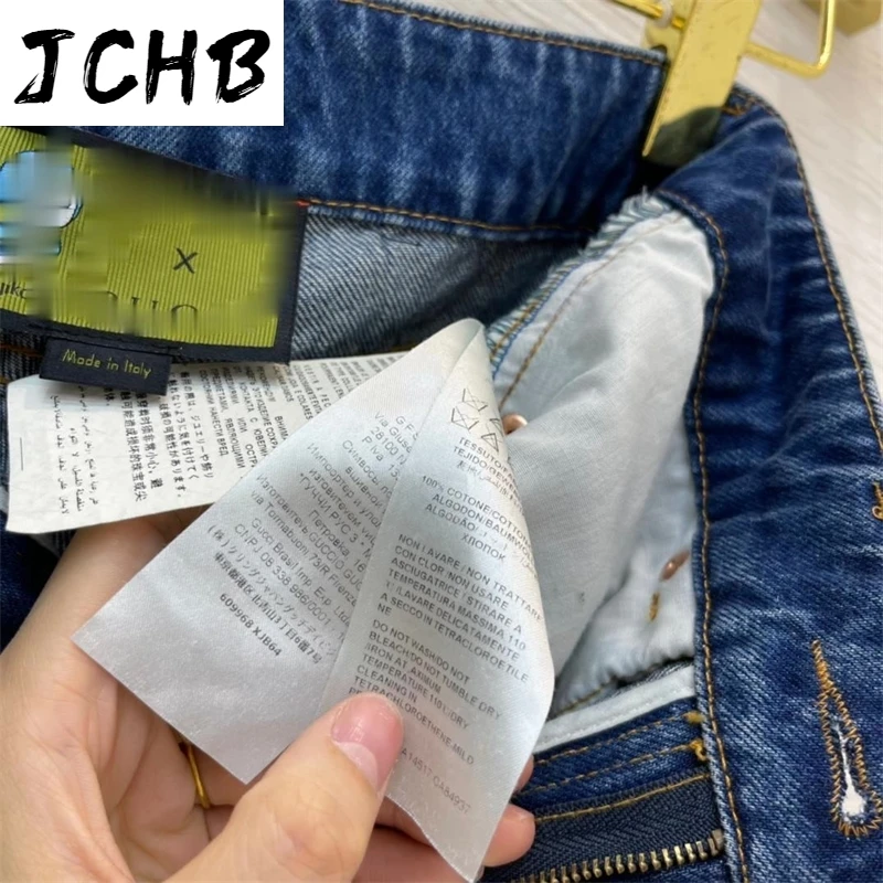 

Women Brand High-end 2021 Early Spring Fashion All-match Embroidery Cartoon Office Lady High Waist Straight Jeans