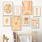 Детский Бохо мультфильм лев молния Жираф Цитата цветок скандинавский настенный художественный холст живопись плакаты принты картинки декор для детской комнаты