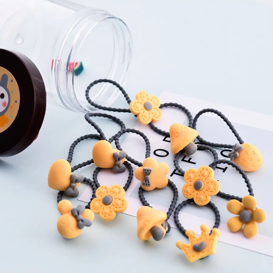 

Children Cute Flower Hair Ring Headwear Korean Cartoon Hair Ties Rope Girl Elastic Rubber Band Sweet Hair Accessories