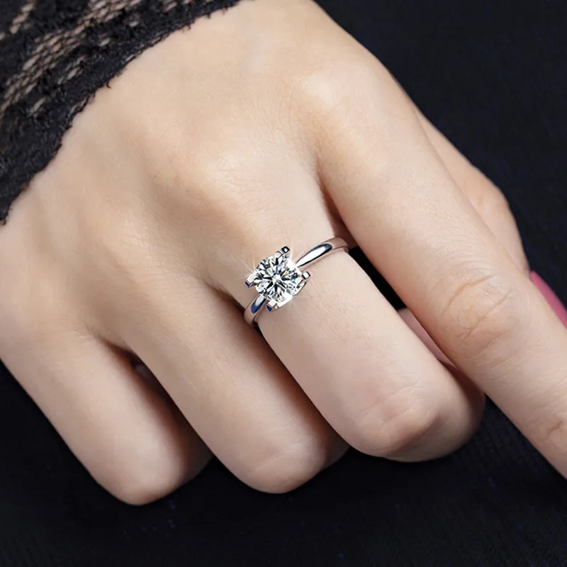 

Hot Elegant 2.0ct D Color Moissanite 9K White Gold Wedding Propose Rings Band Jewelry for Women Female Bride Diamond Test Passed