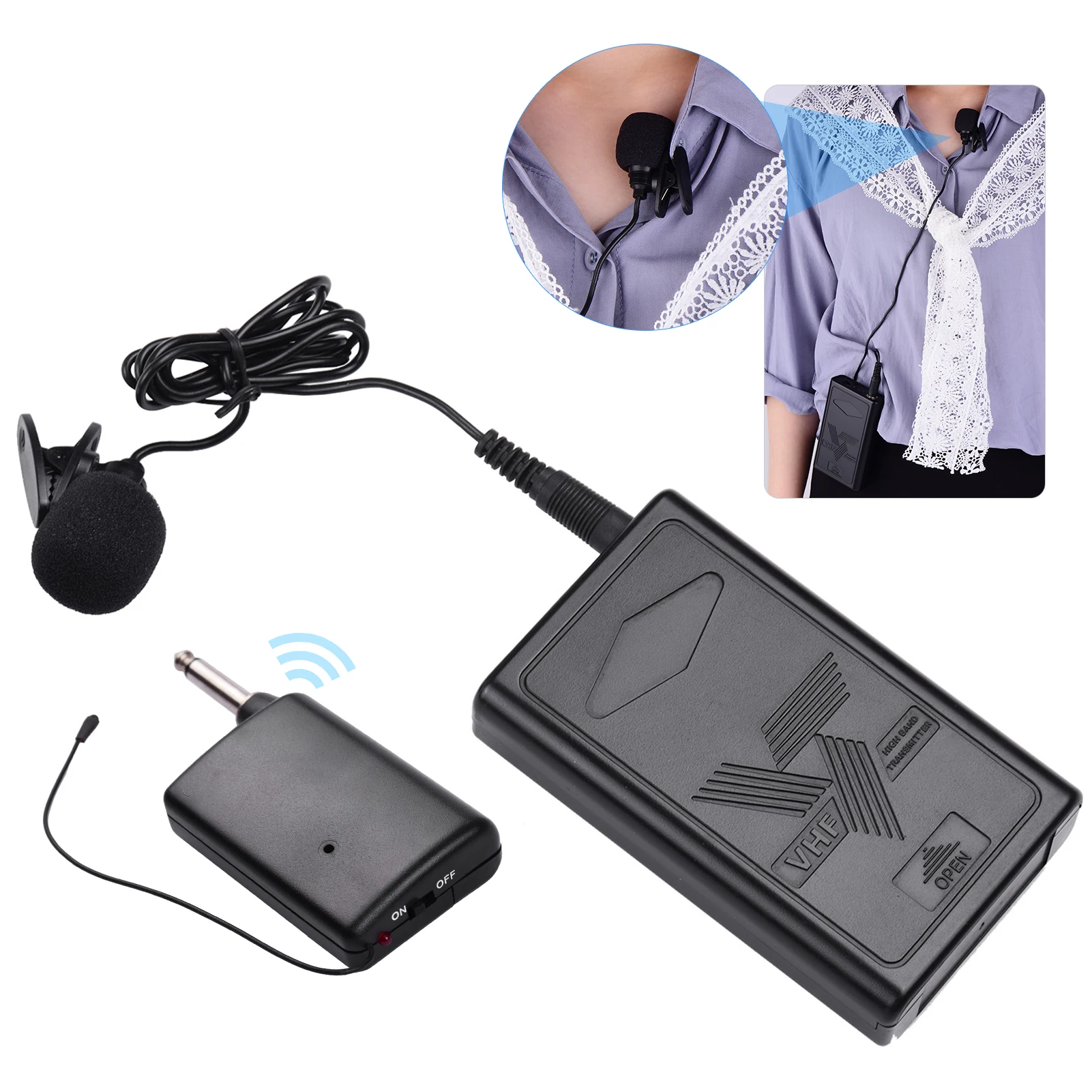 

Portable Lavalier Lapel Microphone & Wireless Receiver Clip-on Mic Voice Amplifier for Lecture Conference Speech Promotion