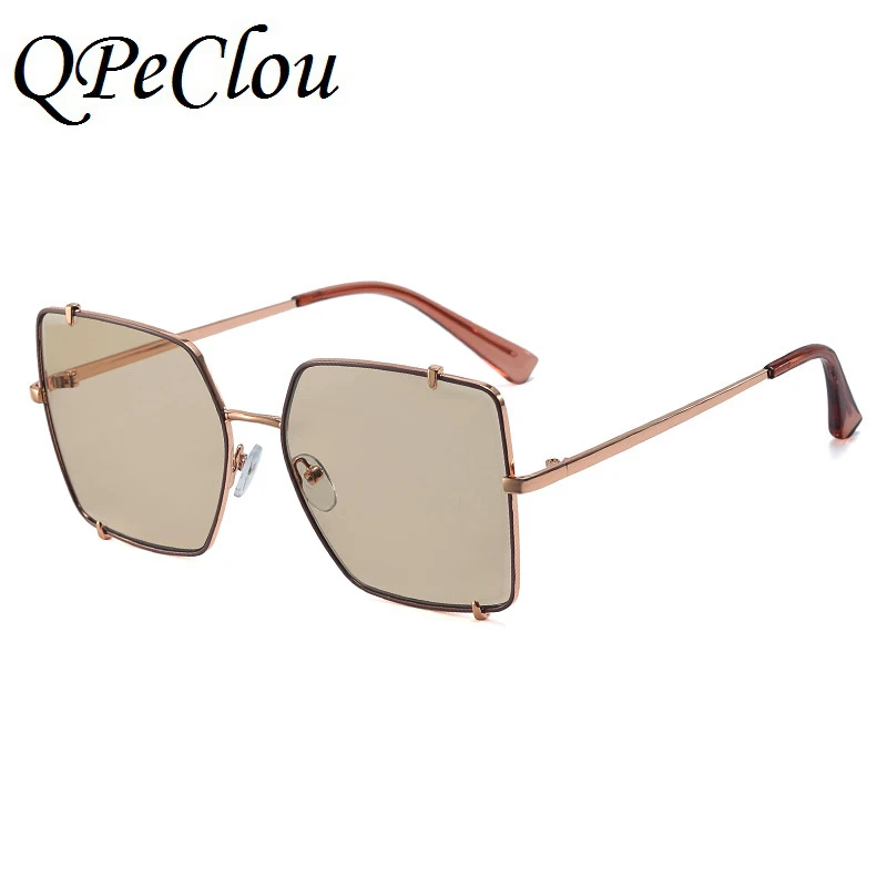 

2021 New Fashion Oversized Square Sunglasses Women Brand Designer Vintage Metal Gradient Sun Glasses Female Show Shades Oculos