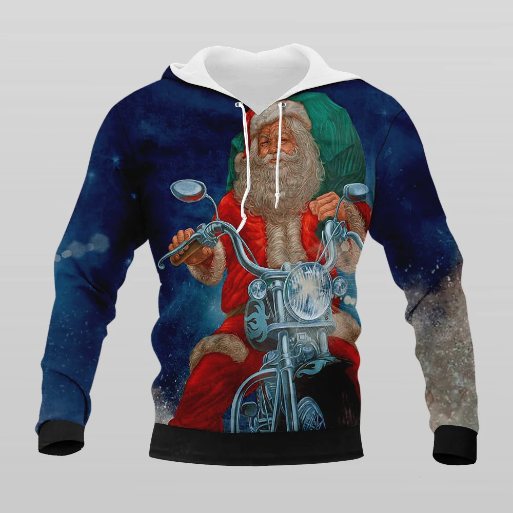 

Рождественская распродажа, мужские модные толстовки, повседневный праздничный пуловер с длинным рукавом, мультяшный принт, Лоскутная обле...