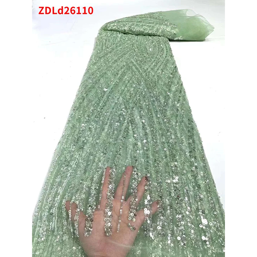 

Distinctive Ankara French Mesh Tulle Net Lace Fabric ​Sequin material woman Wedding Clothes ZDLD26110 B