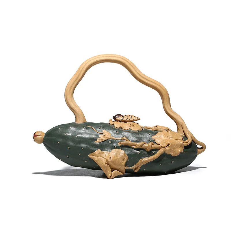

lifting beam teapot, flourishing purple clay teapot, handmade powder green clay, red cucumber teapot, sand in the rain