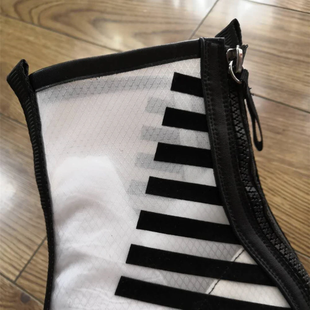 Сетчатые ботинки с острым носком Короткие женские в полоску Туфли лодочки на