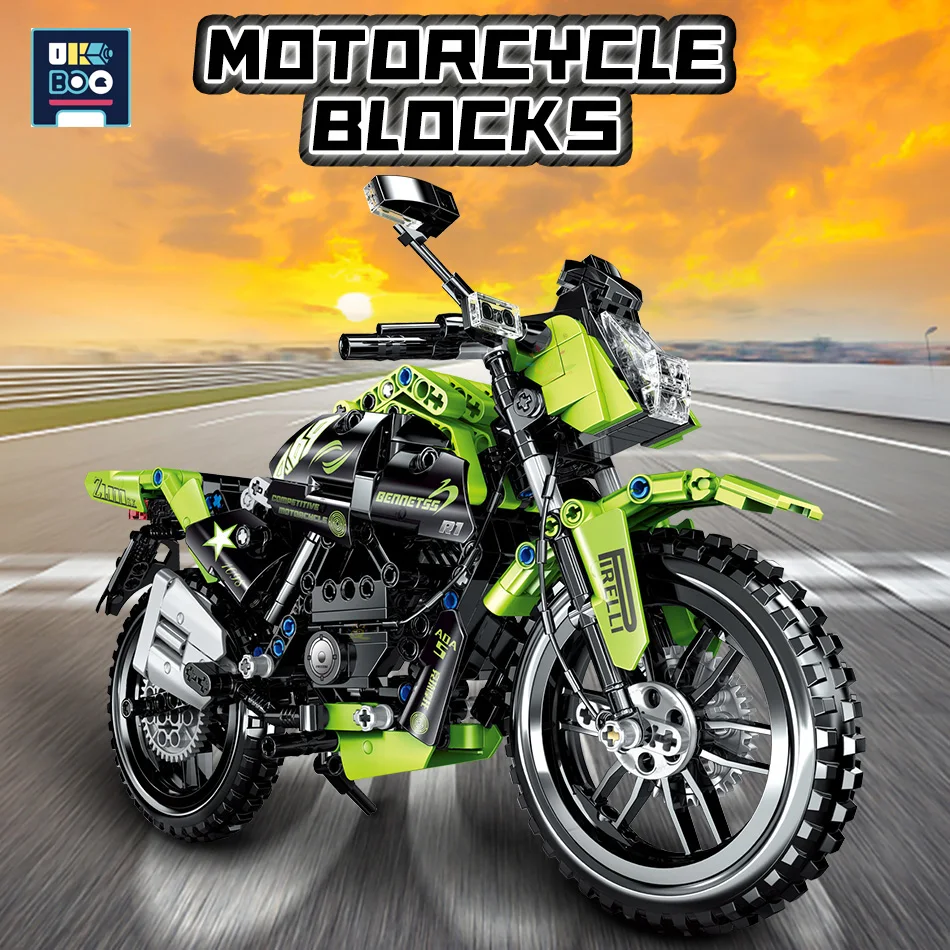 518 шт. высокотехнологичные скоростные чемпионы мотоцикл DIY модель строительные