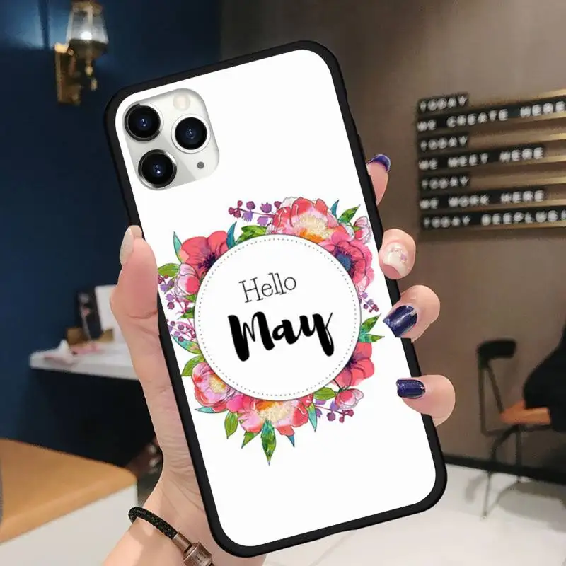 

Flowers leaves month text art Phone Case for iPhone 11 12 pro XS MAX 8 7 6 6S Plus X 5S SE 2020 XR Soft silicone