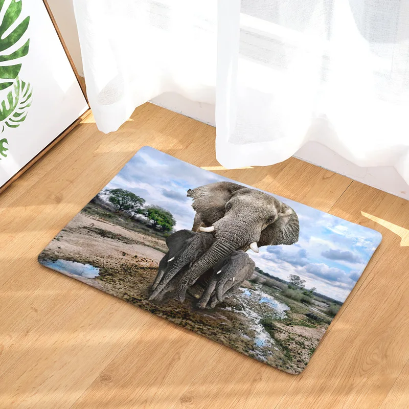 Противоскользящий фланелевый ковер С Рисунком Слона в виде животных дверные