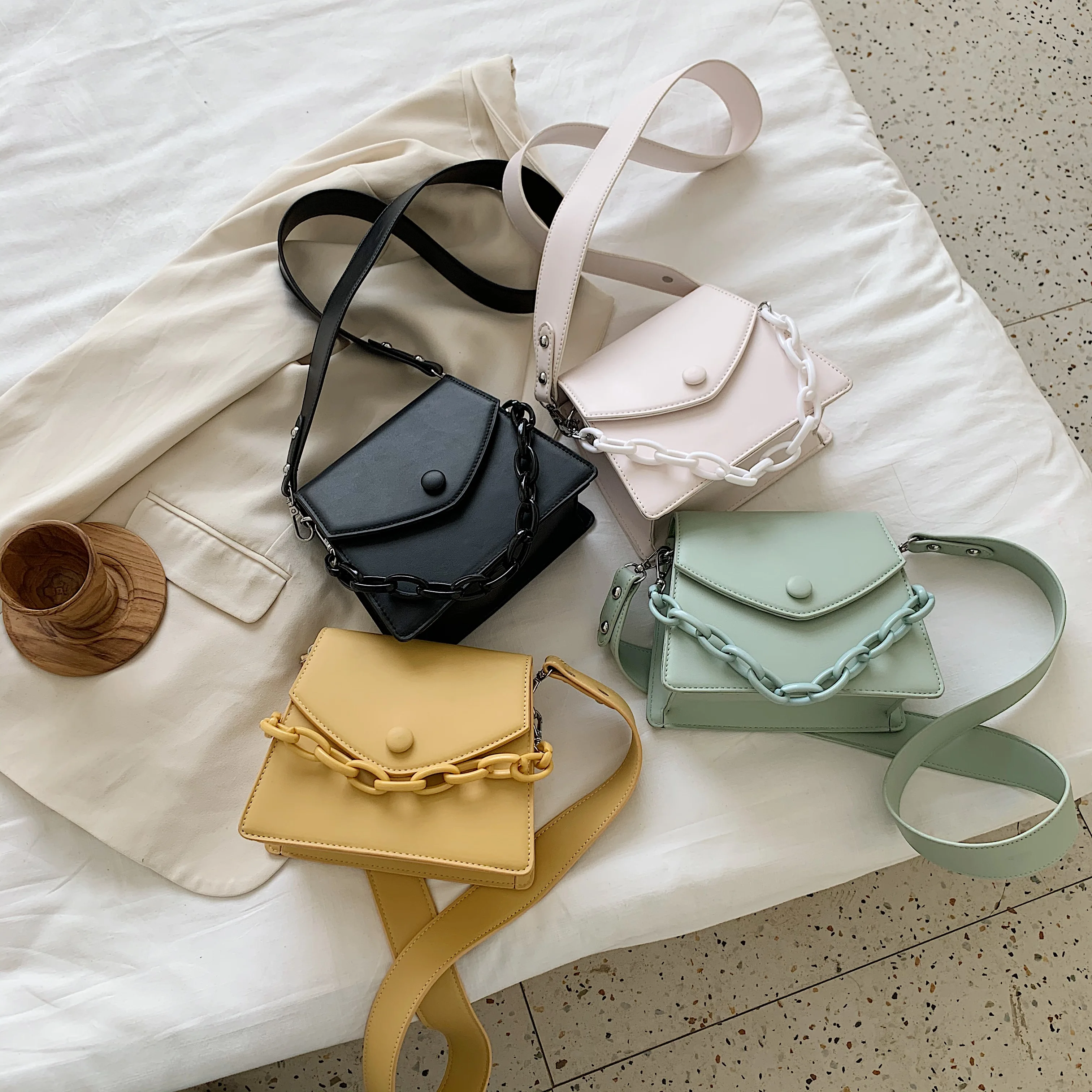 

Thick Chain Design Small Pu Leather Crossbody Bags for Women 2021 Female Shoulder Simple Bag Ladies Handbags Bag Women's 2021