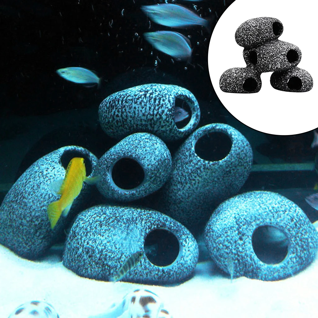 Декоративная аквариумная пещера натуральная керамическая бетта камень-камень