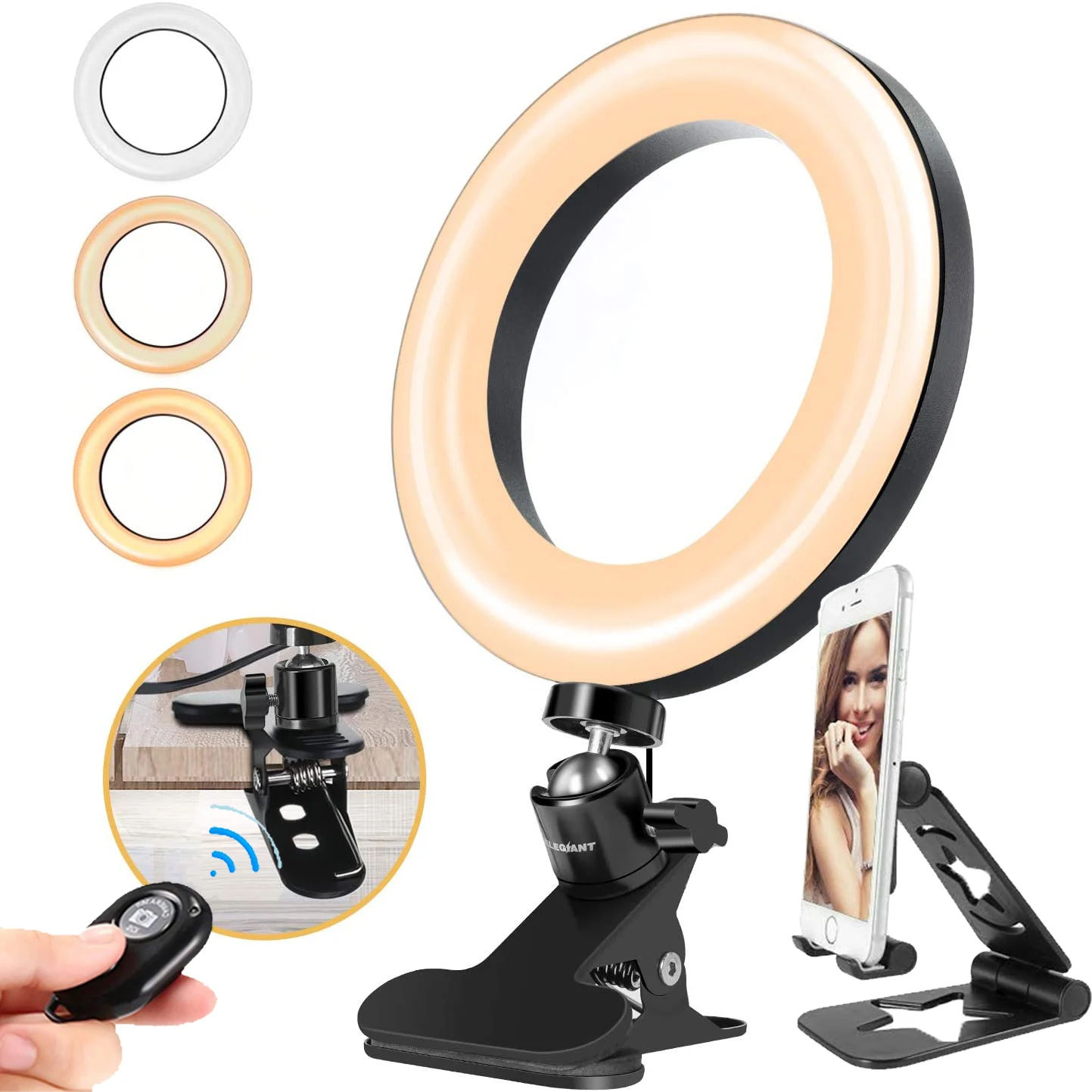 

Photography Ringlight Clamp Mount Selfie 6" Fill Ring Light Lamp LED Phone Holder Makeup Live Vlog Streaming YouTube Ring Light
