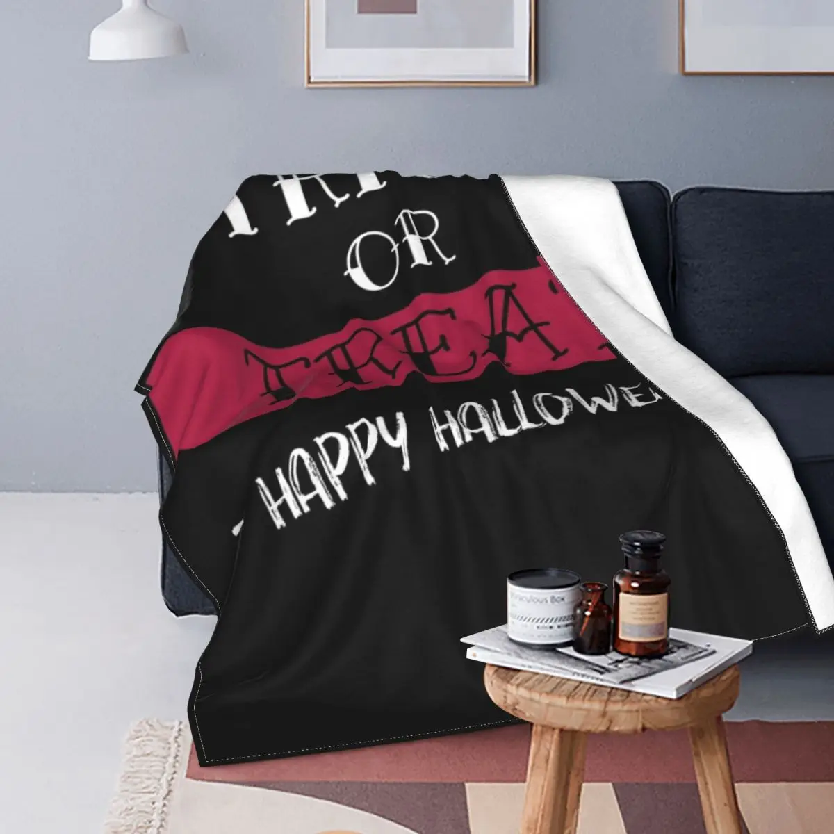 

Trick Or Treat-Manta de Halloween, colcha para cama, sofá a cuadros, manta a cuadros de Anime, Sudadera con capucha, colchas par