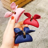 korea cute large bow resin grip clip solid color frosted rabbit ear hair clip wild basic hair scratch headdress hair accessories
