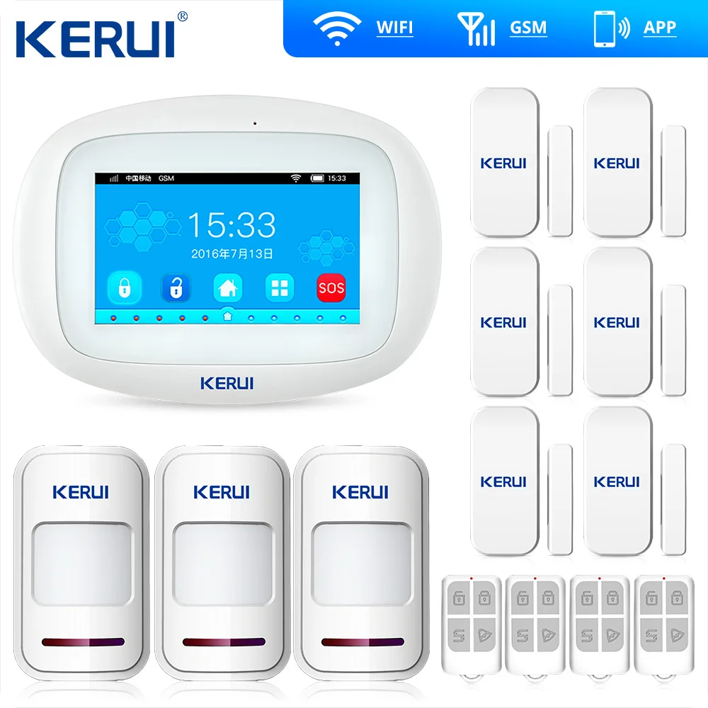 Kerui K52 большой сенсорный экран WIFI GSM сигнализация TFT цветной дисплей домашняя