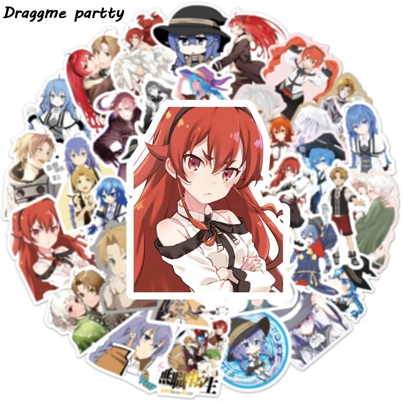 

50Pcs Anime Mushoku Tensei: Jobless Reincarnation Stickers PVC Decals Graffiti Skateboard Sticker For Laptop Motorcycle Luggage