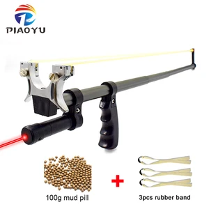 Рогатка телескопическая, из нержавеющей стали, с красным лазером