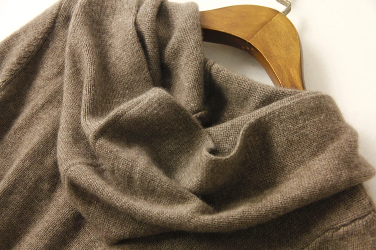 Aliaga New Arrival Pure Cashmere Cardigan Women Autumn Winter Hooded Sweater Coat With Pocket