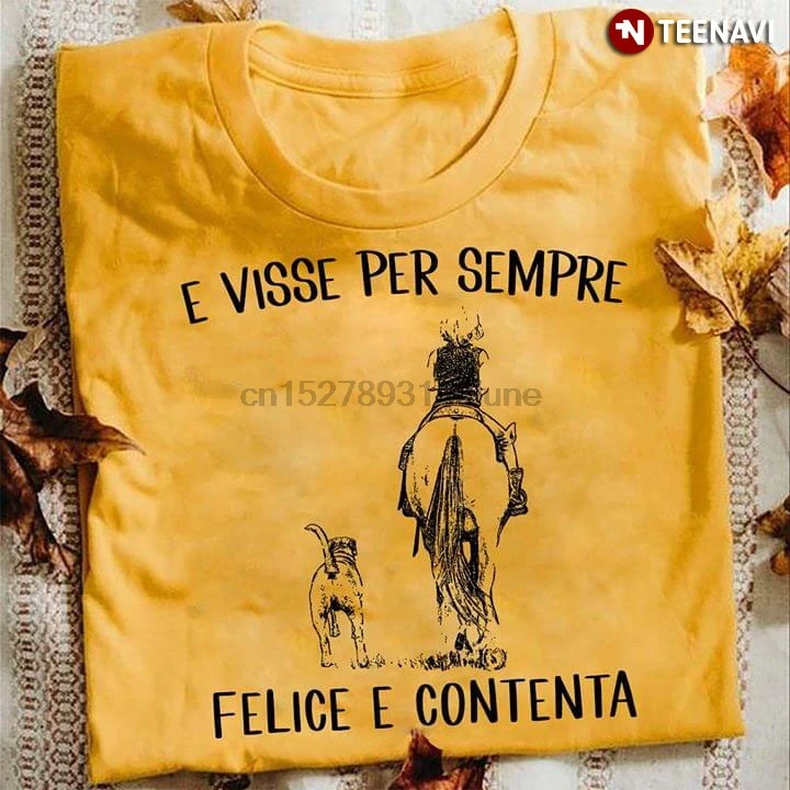E Visse Per Sempre Felice Contenta футболка | Мужская одежда
