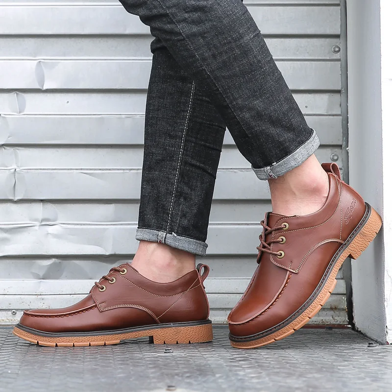 Мужская офисная обувь в британском стиле черные коричневые туфли-оксфорды