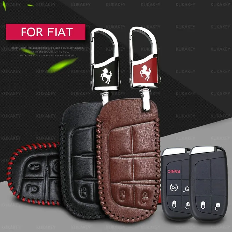 Чехол для автомобильного ключа из натуральной кожи Fiat 500 Bravo Grande Punto Ducato Stilo Freemont