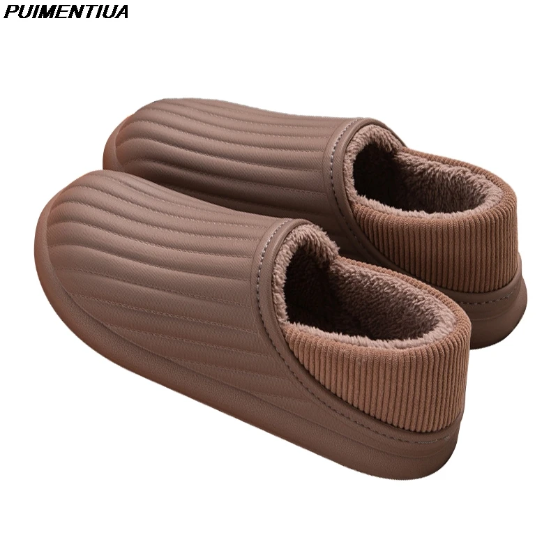 

Waterproof Non-Slip Home Slippers Winter Warm Women Indoor Cotton Non-slips Ladies Soft Slippers Memory Foam Couples Shoes