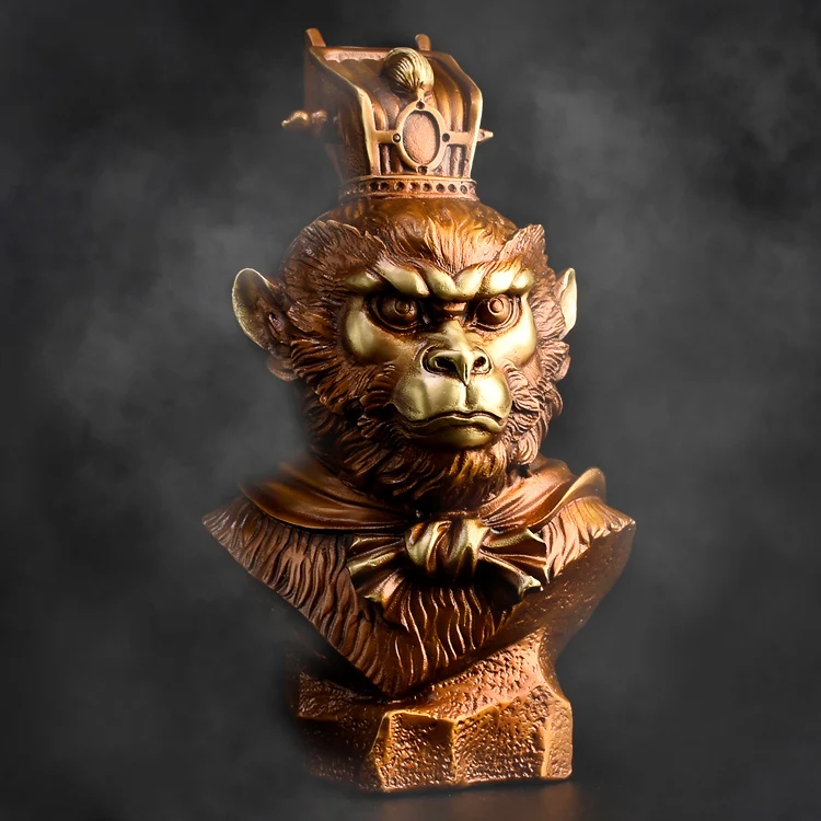 

24 см L домашний бизнес Топ крутое декоративное искусство Бог победы талисман ручная гравировка Китай SUN WUKONG латунная скульптура статуя