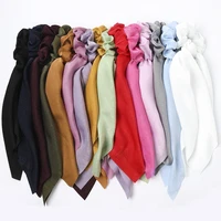 15 colors women super silky scarf ponytails extra long bow knot scrunchies soft solid ribbon hair ties for holiday office work