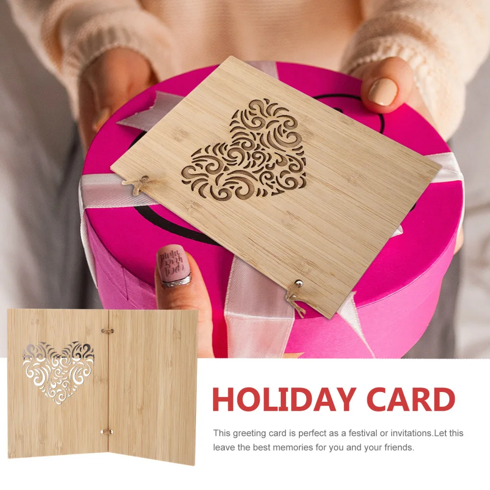 

1pc Practical Greeting Cards Mother's Day Message Cards Wood Thank You Cards