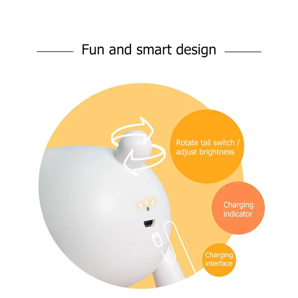 Ночная лампа lok милая настольная декоративный светильник для детей чтения защита