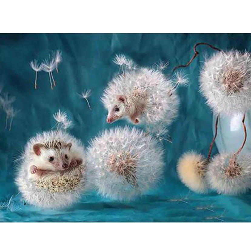 5D алмазная живопись сделай сам животное милая ежик и Одуванчик вышивка крестиком