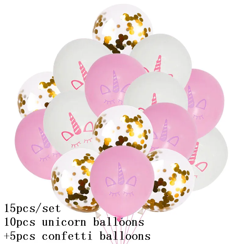 Воздушный шар в виде единорога украшение для дня рождения латексный с конфетти