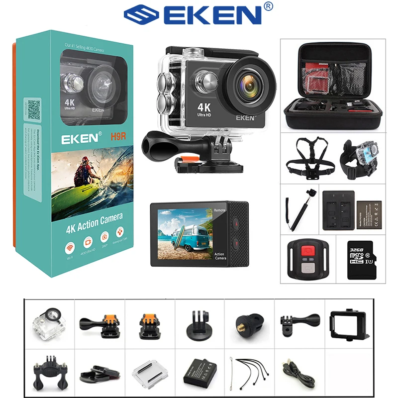 EKEN H9 / H9R Экшн камера Ultra HD 4K 30fps WiFi 2 0 дюйма 170D Подводная Водонепроницаемая шлем Vedio