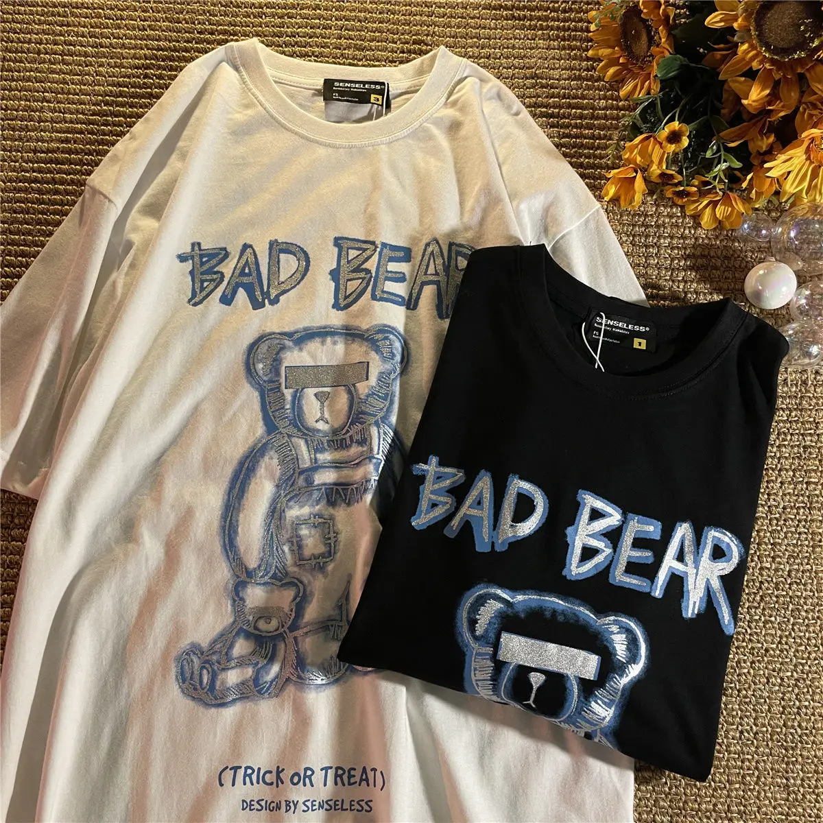 

2021 Hip Hop Printed Men's Harajuku T-shirt Summer Loose Fashion Short Sleeve Cotton Top Cute Anime T-shirt Streetwear New Produ