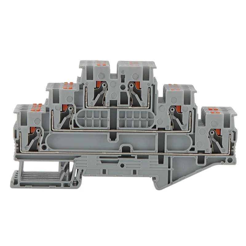 

Din Rail Terminal Block PT2.5-3L Electrical Connector Triple Layer Spring Wiring Connection Wire Conductor 10pcs Terminal Block