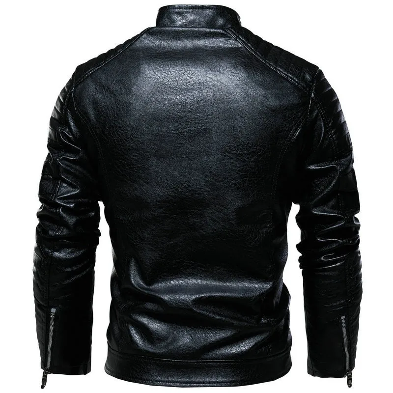 

Men Leather Jacket Autumn Zipper Long Sleeve High Quality Motorcycle Jacket Coat Winter Turn Down Collar Plus Size Male Coat