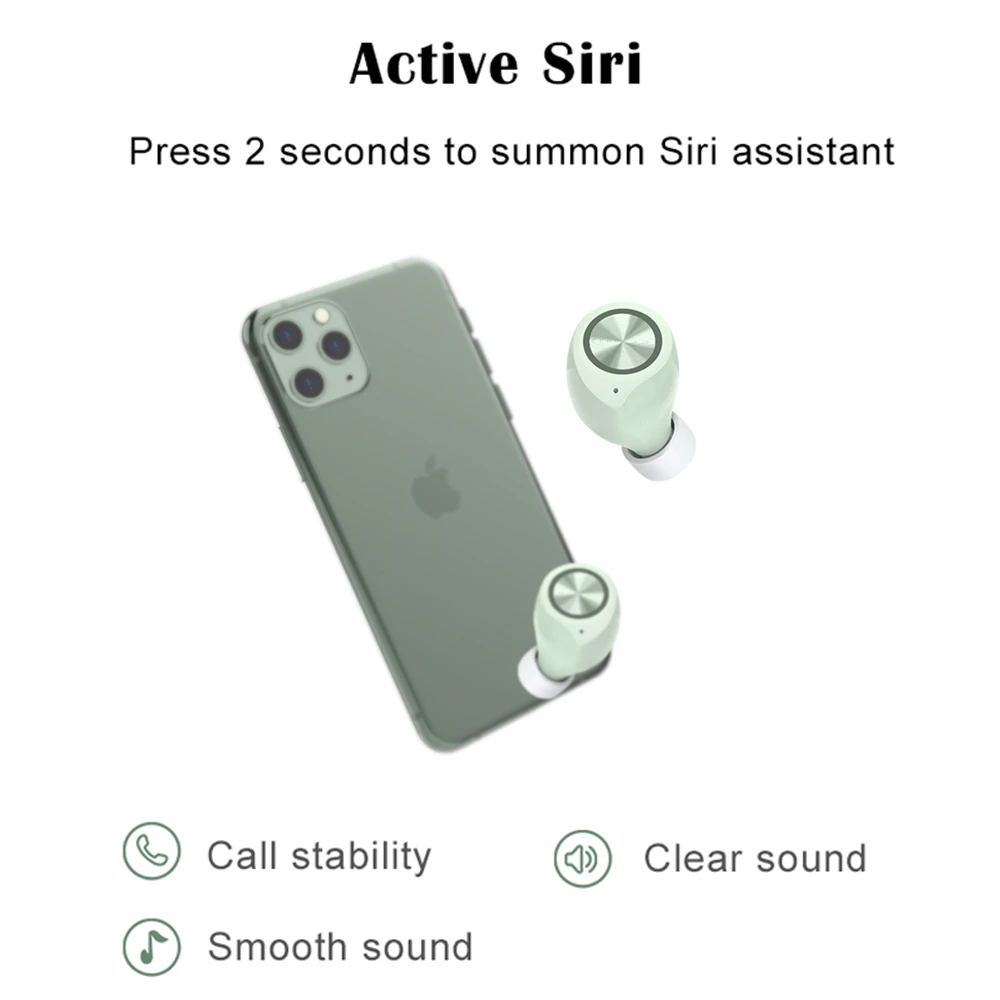 

Mini TWS Bluetooth Earphones With MicTouch Control Wireless Headphones HIFI In-ear Earbuds Sport Running Noise Reduction