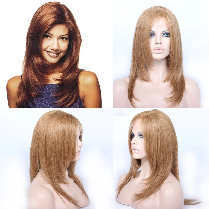 Звезда Стиль # 27A Синтетические волосы на кружеве парики из натуральных волос