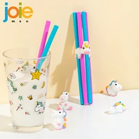 joie 6pcs reusable silicone straws unicore flexible cleaning brush with cleaning brush baby kids drinking straw mug accessories