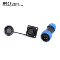 sp20 ip68 with square 4 hole flange waterproof connector plug and socket 12345679101214pin electric aviation connector