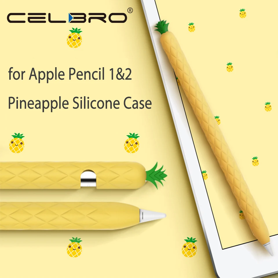 Мягкий силиконовый чехол с ананасом для Apple Pencil 1 пенал 2 чехла карандашей