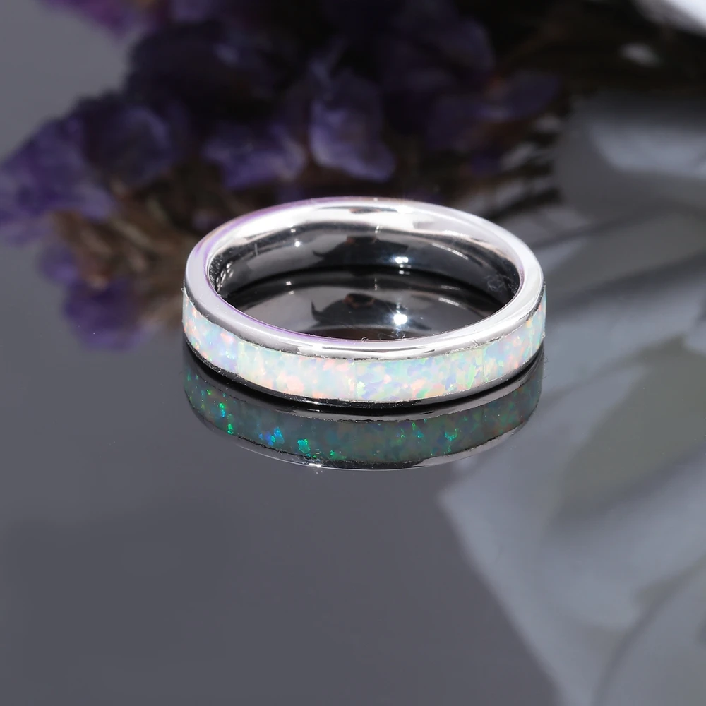 Кольцо для влюбленных с белым огненным опалом и гладким покрытием|white fire opal|fire