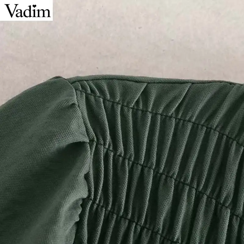 Женское элегантное платье vadim однотонное плиссированное миди с длинным рукавом