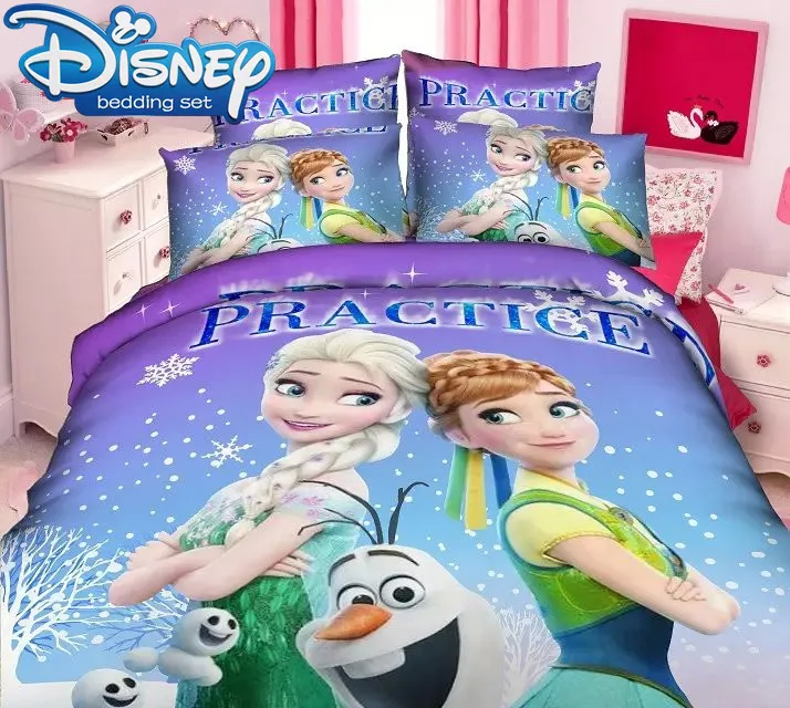

Frozen Elsa and Anna Princess bedding set twin size bed sheets duvet covers for girls room single bedspread coverlets 3d hot