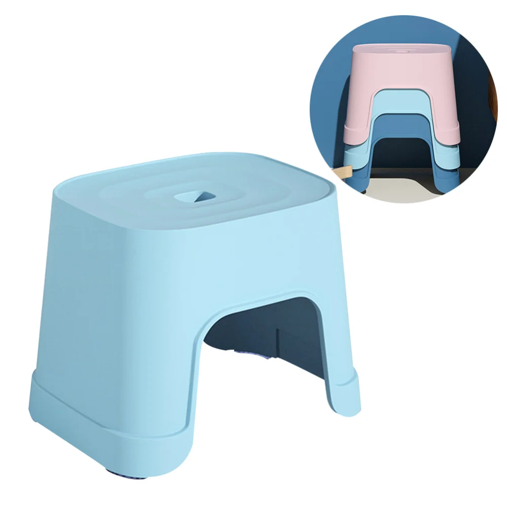 

1PC Anti-slip Stool Multi-use Step Stool Shoes Wearing Stool Small Bathroom Stool for Home Dorm (Blue)