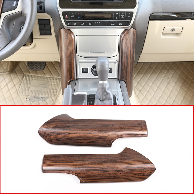 

2pcs ABS Center Console Decoration Panel Cover Trim Accessories For Toyota Land Cruiser Prado FJ150 150 2018 Pine Wood Grain