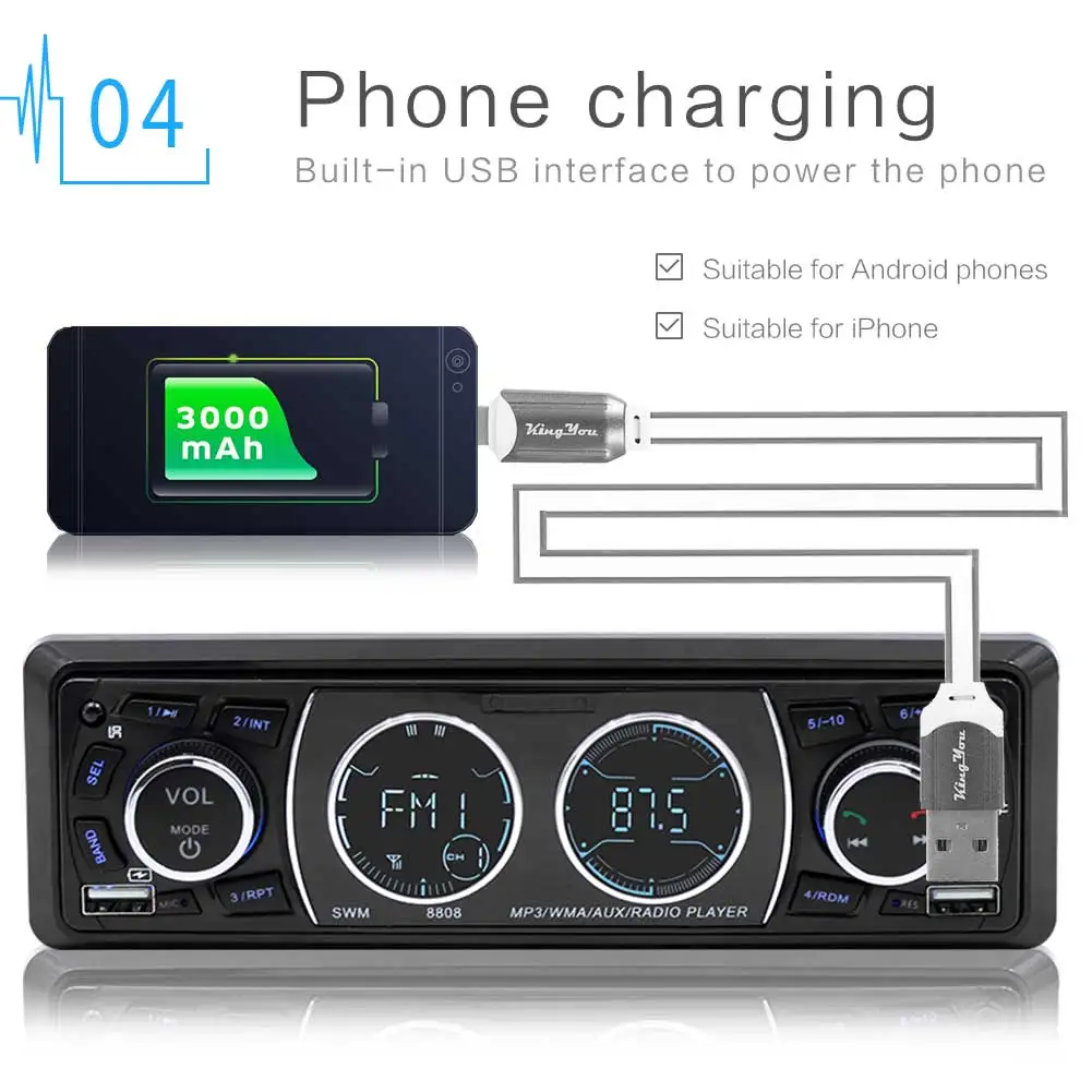 Автомагнитола 1 Din MP3 плеер Стерео Авторадио Мультимедиа Bluetooth FM AUX пульт