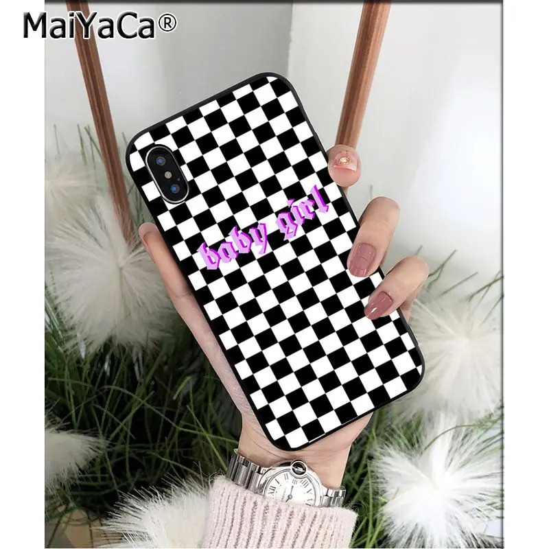 MaiYaCa черно белая шахматная доска ТПУ Мягкий силиконовый чехол для телефона iPhone 6S