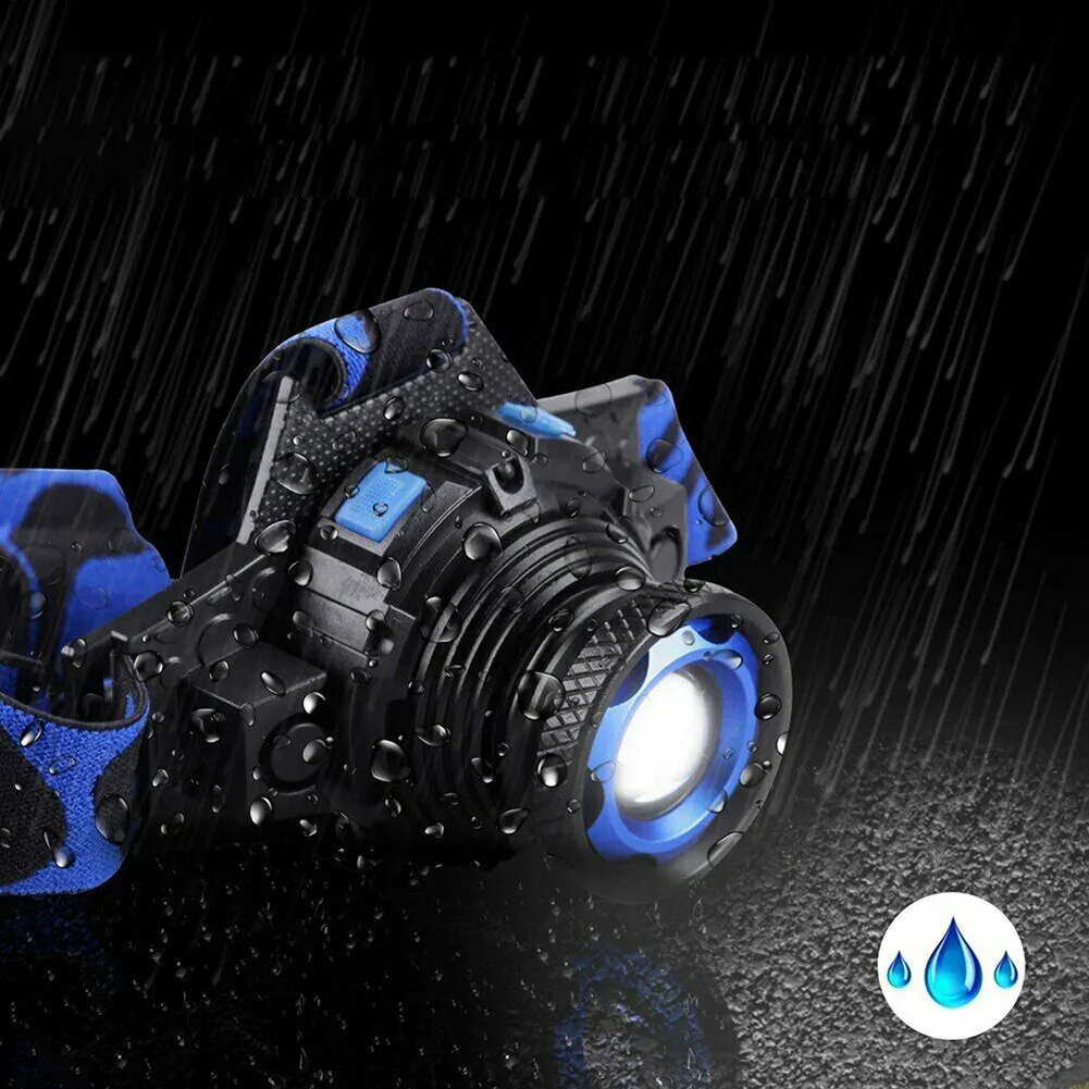 

Rechargeable Headlamp Rotary Waterproof Zoom Camping Cycling Head Torch