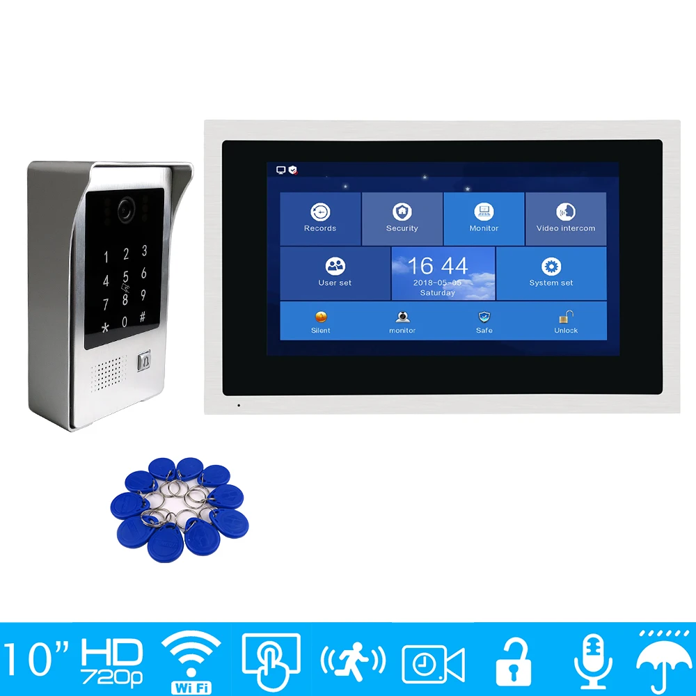 Бесплатная доставка 720P WIFI IP 10 &quotсенсорный экран видеодомофон домофон запись